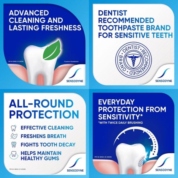Sensodyne Toothpaste Flouride For Sensitive Teeth, Fresh Flavour, 100Ml, (2 Value Pack) thumbnail 4